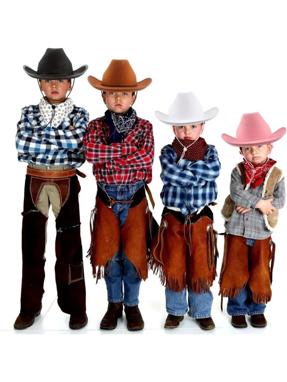 Kids Brown Black Plain Felt Western Plain Cowboy Cowboy Hat 4 Pack for Cosplay